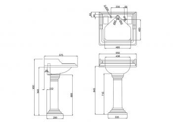 Classic 65cm Basin with invisible overflow